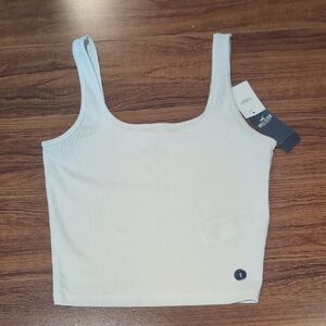 Hollister White Ribbed Crop Top